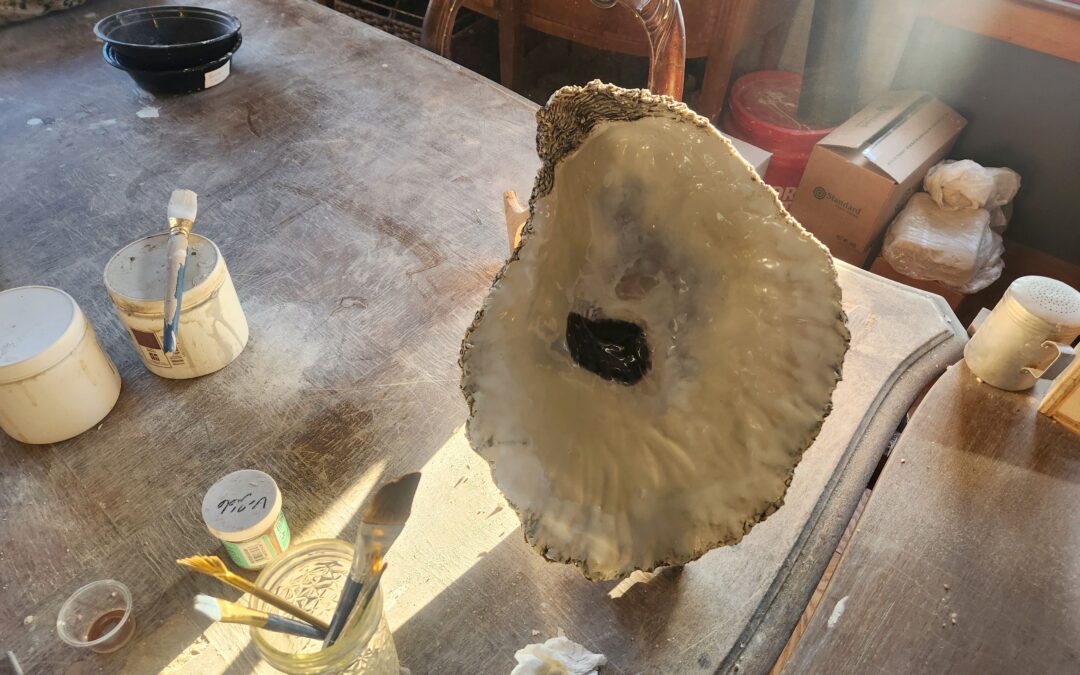 Eastern Oyster #07-84,10 in glazed fine domestic porcelain. Call to see any of my recent works. Otherwise, look for my show in the Fall 2025. by Jeffrey Mathias, Wharf Rd Studio on Tilghman Island MD, talbot county md, maryland, eastern shore, chesapeake bay, sculpture, fine art, coastal art, fine coastal art, oyster sculpture, oyster art, studio art, eastern shore art, st michaels md, easton, md, chestertown md, trappe md Invitation to Exhibit at the 2025 Waterfowl Festival