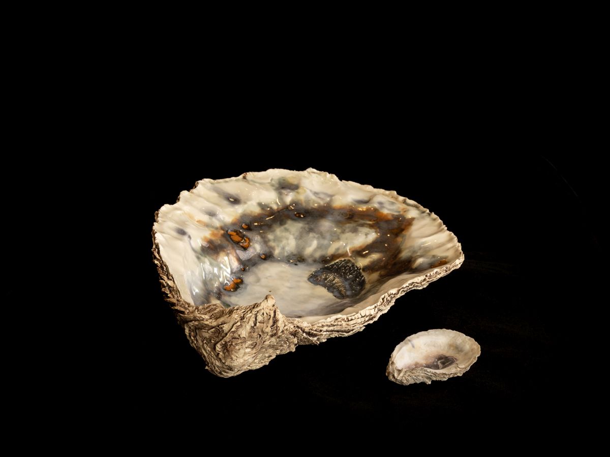 Porcelain Oyster Sculpture by Jeffrey Mathias